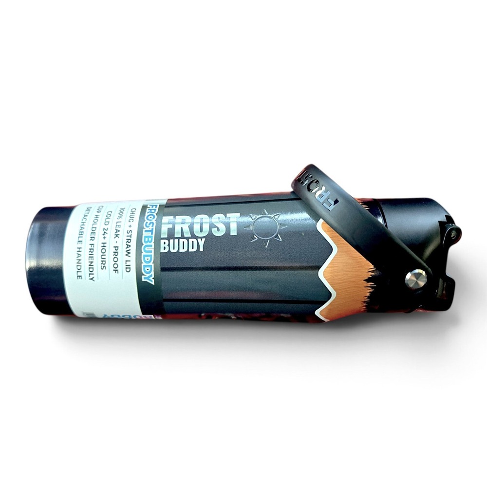 Frost Buddy Bottle Buddy 24oz Pencil Insulated Water Bottle Straw Chug Black